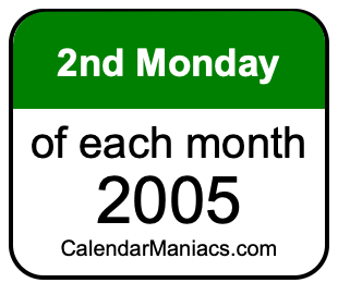 2nd Monday of Each month 2005