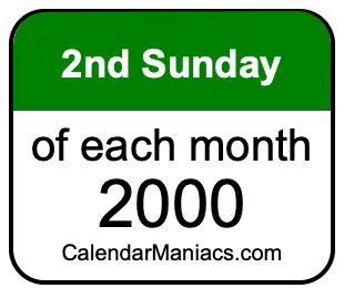 2nd Sunday of Each month 2000