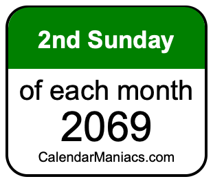 2nd Sunday of Each month 2069