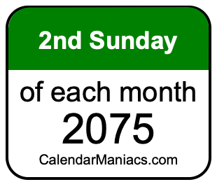 2nd Sunday of Each month 2075
