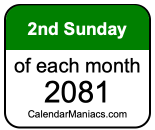 2nd Sunday of Each month 2081