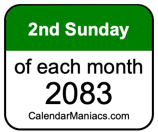 2nd Sunday of Each month 2083