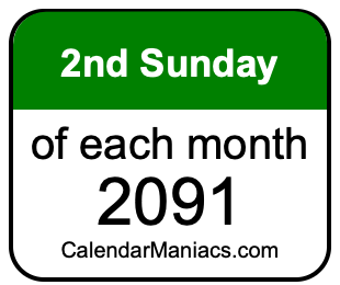 2nd Sunday of Each month 2091