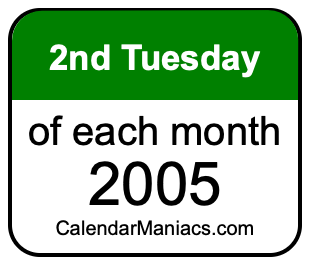 2nd Tuesday of Each month 2005