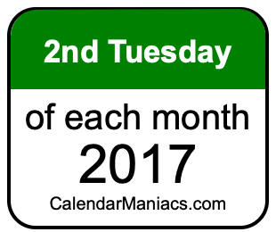 2nd Tuesday of Each month 2017