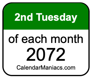 2nd Tuesday of Each month 2072