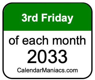 3rd Friday of Each month 2033