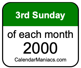 3rd Sunday of Each month 2000