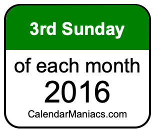 3rd Sunday of Each month 2016