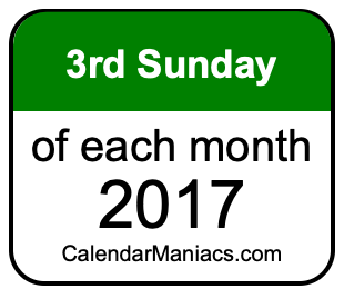 3rd Sunday of Each month 2017