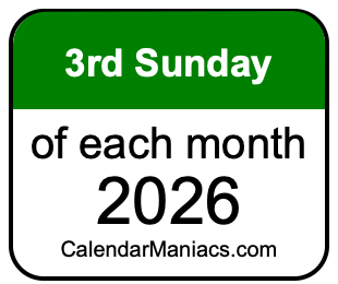 3rd Sunday of Each month 2026
