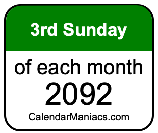 3rd Sunday of Each month 2092