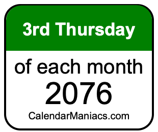 3rd Thursday of Each month 2076
