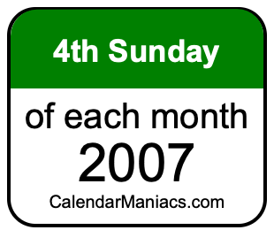 4th Sunday of Each month 2007