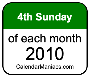 4th Sunday of Each month 2010