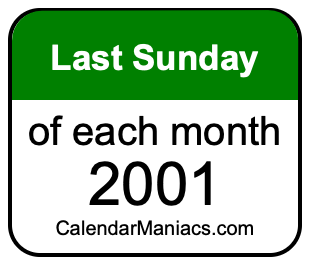 last Sunday of Each month 2001