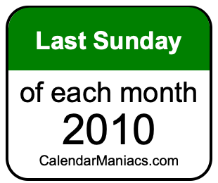 last Sunday of Each month 2010