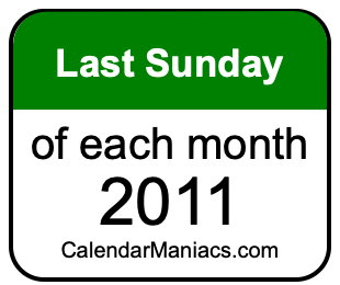 last Sunday of Each month 2011