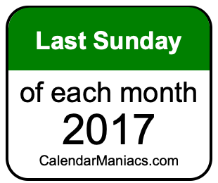 last Sunday of Each month 2017