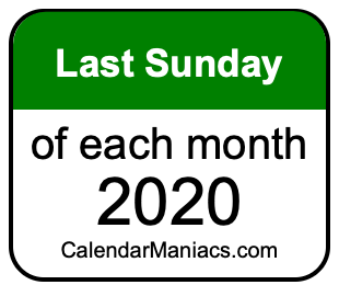 last Sunday of Each month 2020